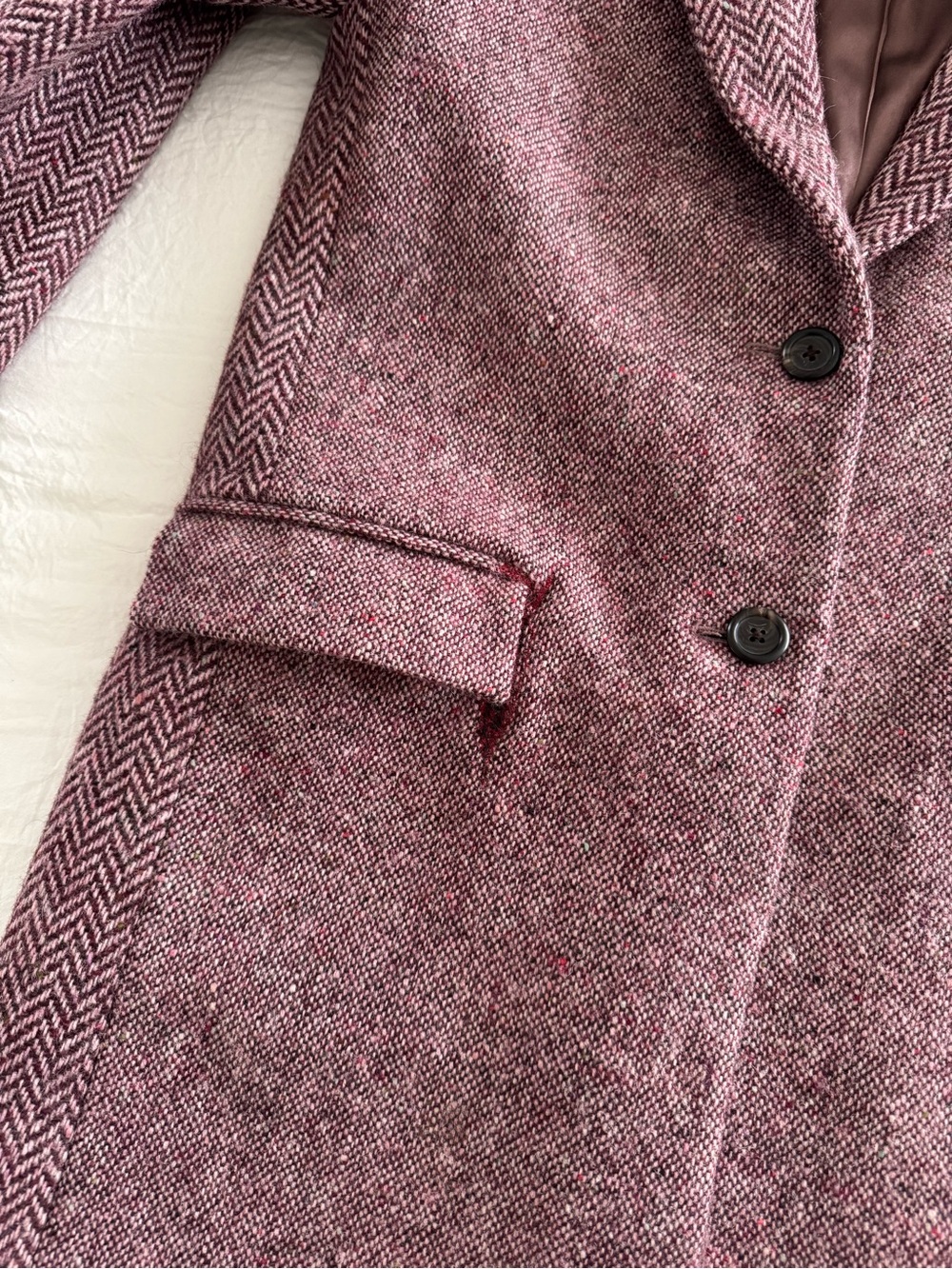 J.Crew Collection 100% Wool Herringbone Blazer Jacket Mauve Burgundy Size 2 - Picture 6 of 13
